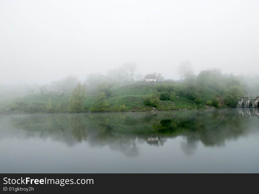 Smoky islands in one of the ukrainian resorts