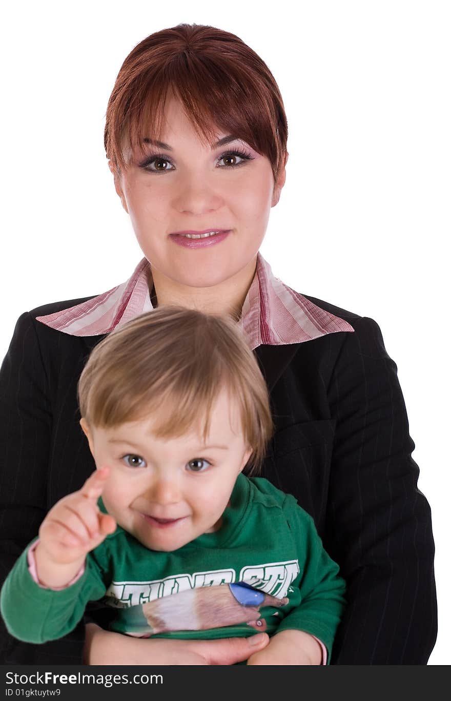 Mother and baby girl isolated. Mother and baby girl isolated