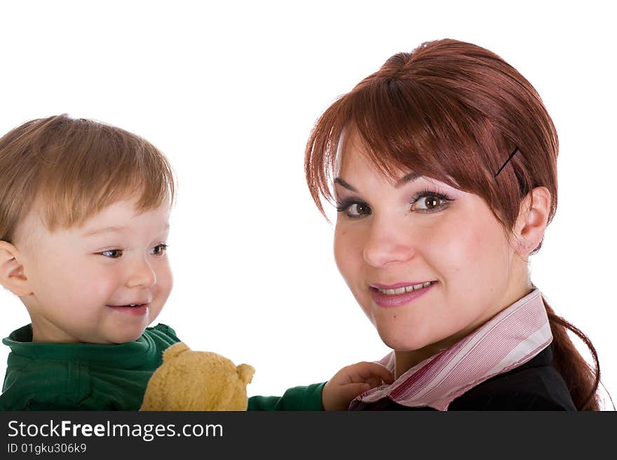 Mother and baby girl isolated. Mother and baby girl isolated