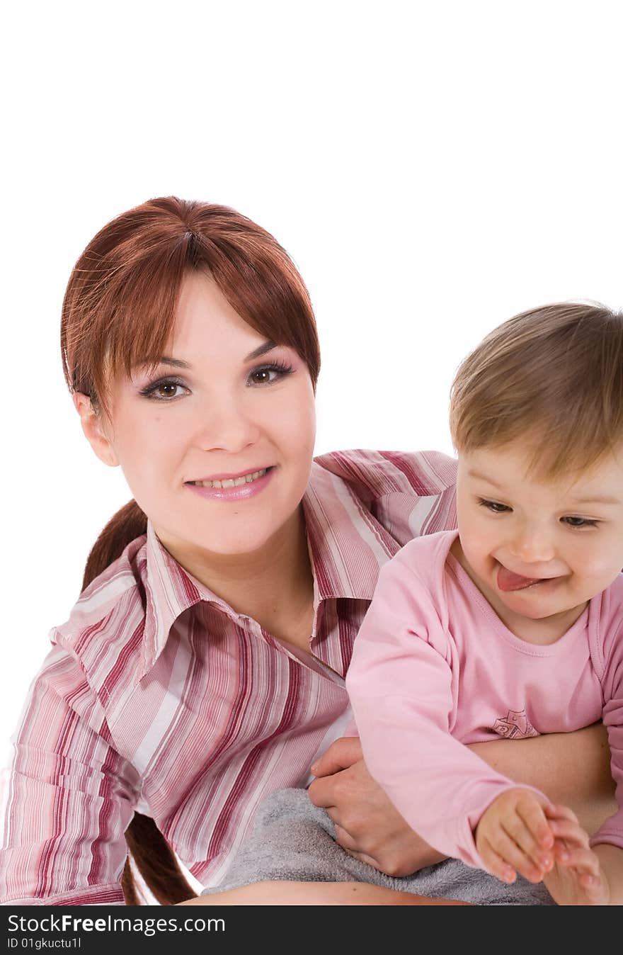 Mother and baby girl isolated. Mother and baby girl isolated