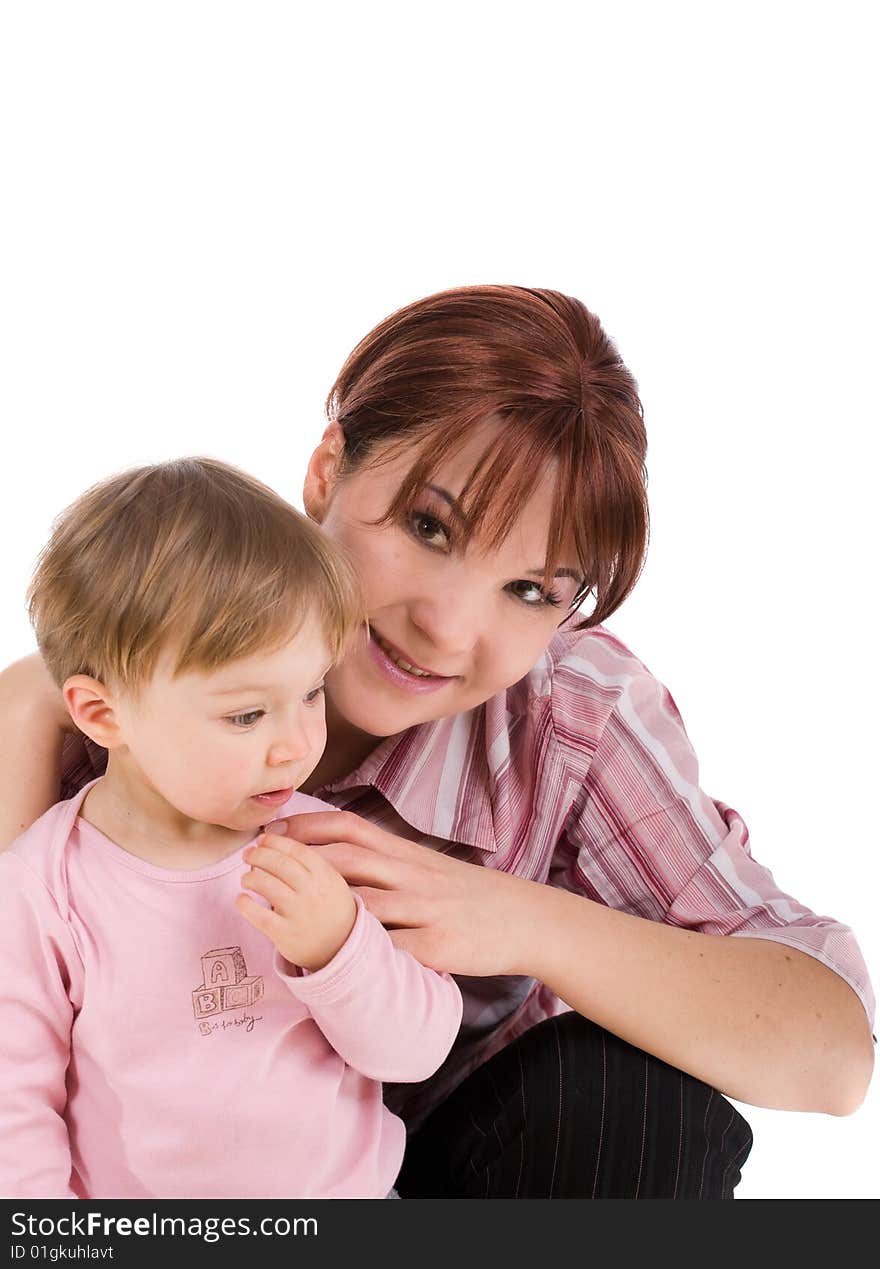 Mother and baby girl isolated. Mother and baby girl isolated