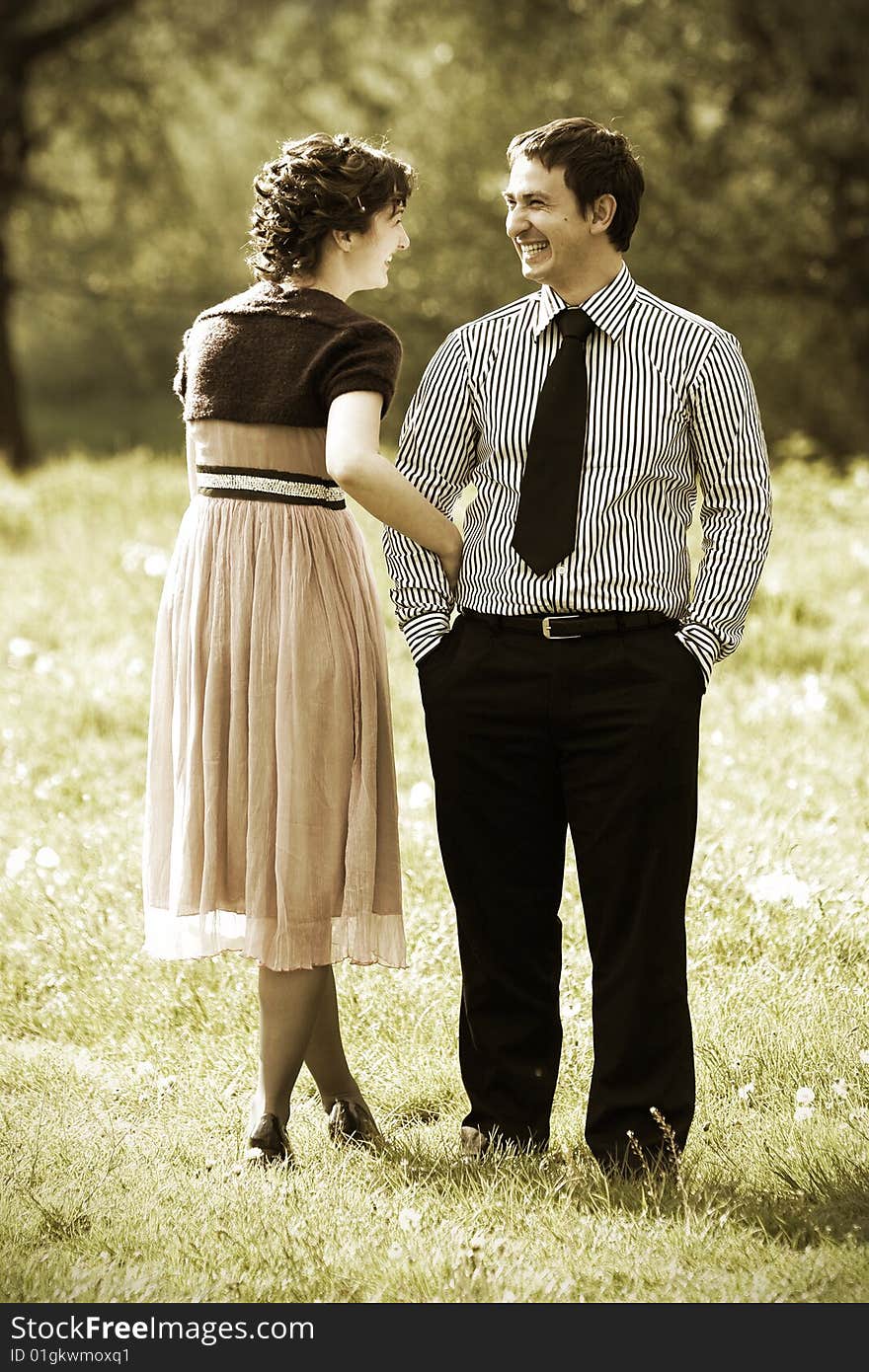 Young man and woman enjoying together in nature. Young man and woman enjoying together in nature