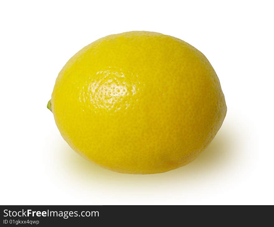 A lemon with a shadow on a white background. A lemon with a shadow on a white background