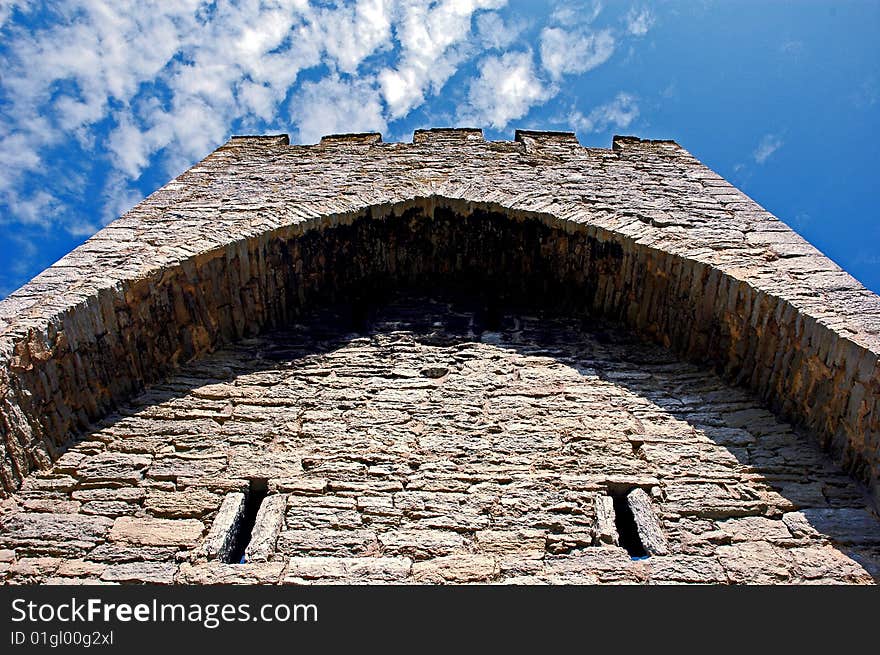 Visby ring wall with anor in the 1100's Blue sky with soft clouds. Visby ring wall with anor in the 1100's Blue sky with soft clouds.