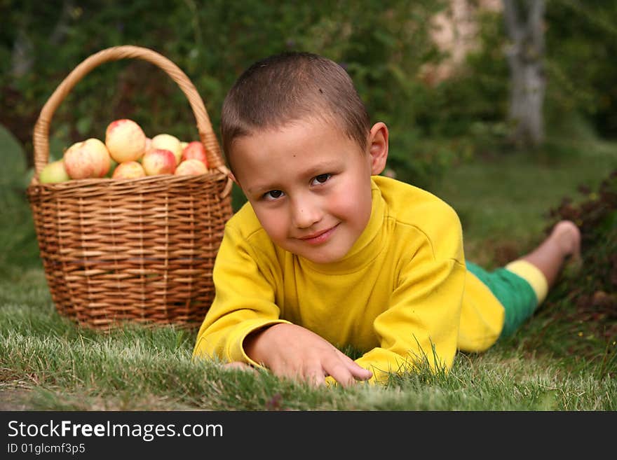 Boy with apples