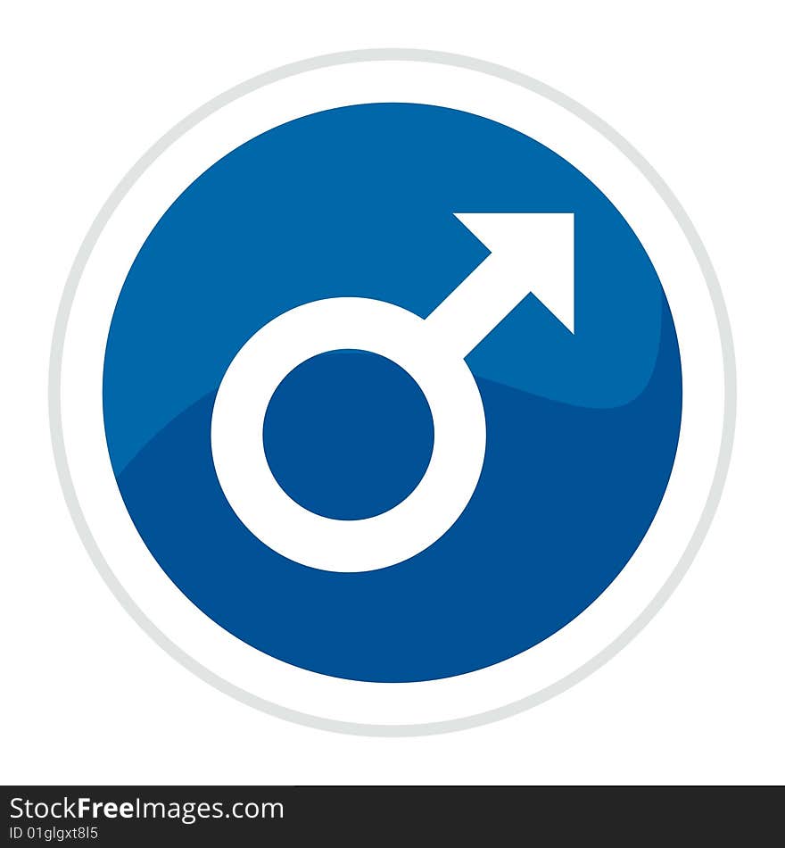 Male sign web button - computer generated image