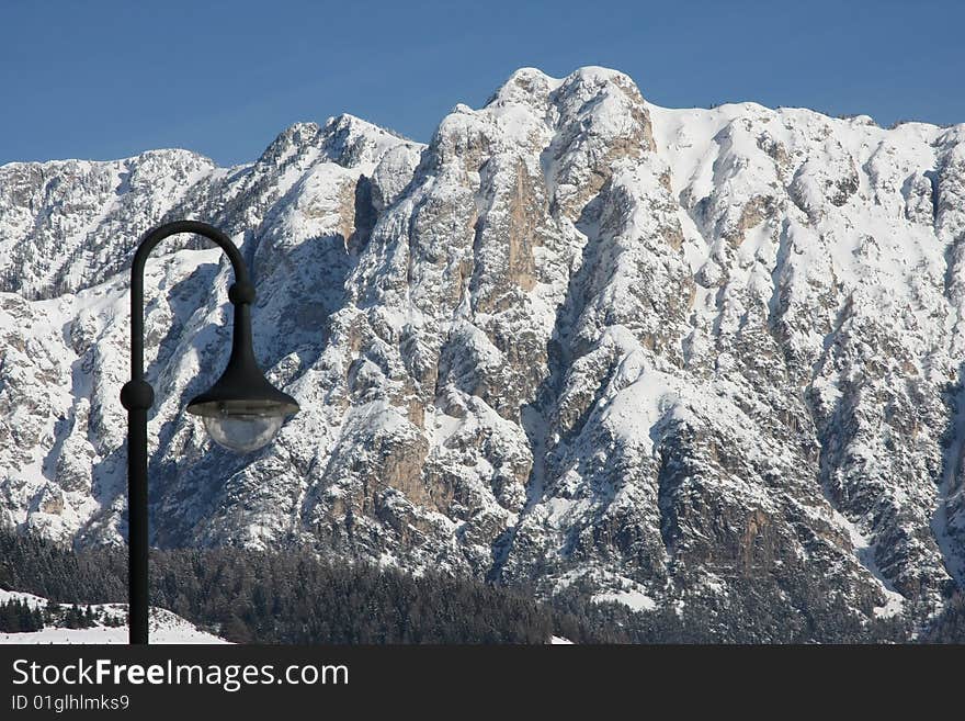 Snow range mountain in Dolomite