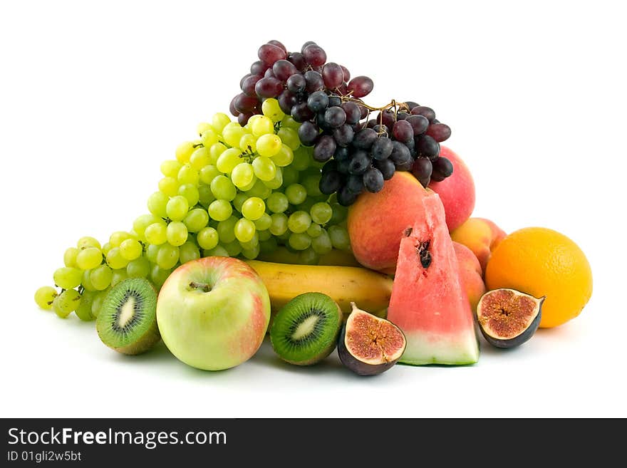 Fresh fruits  isolated on a white background