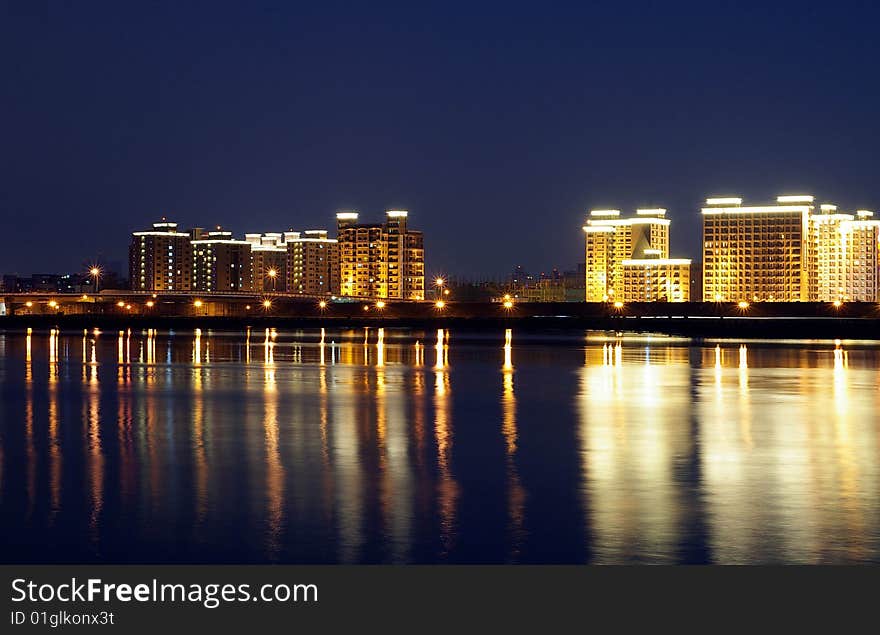 City and river night scenes. City and river night scenes