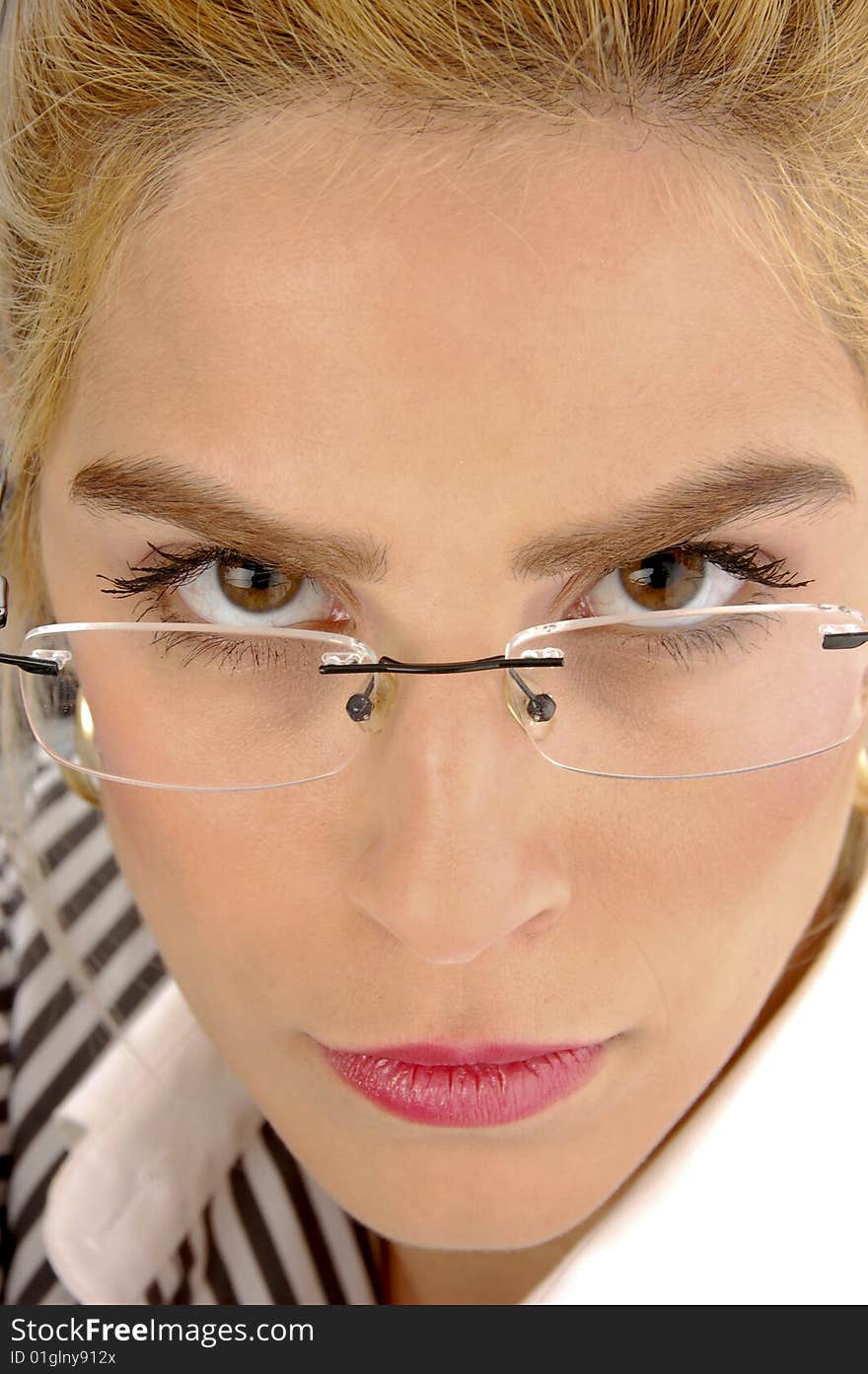 Close up view of young businesswoman