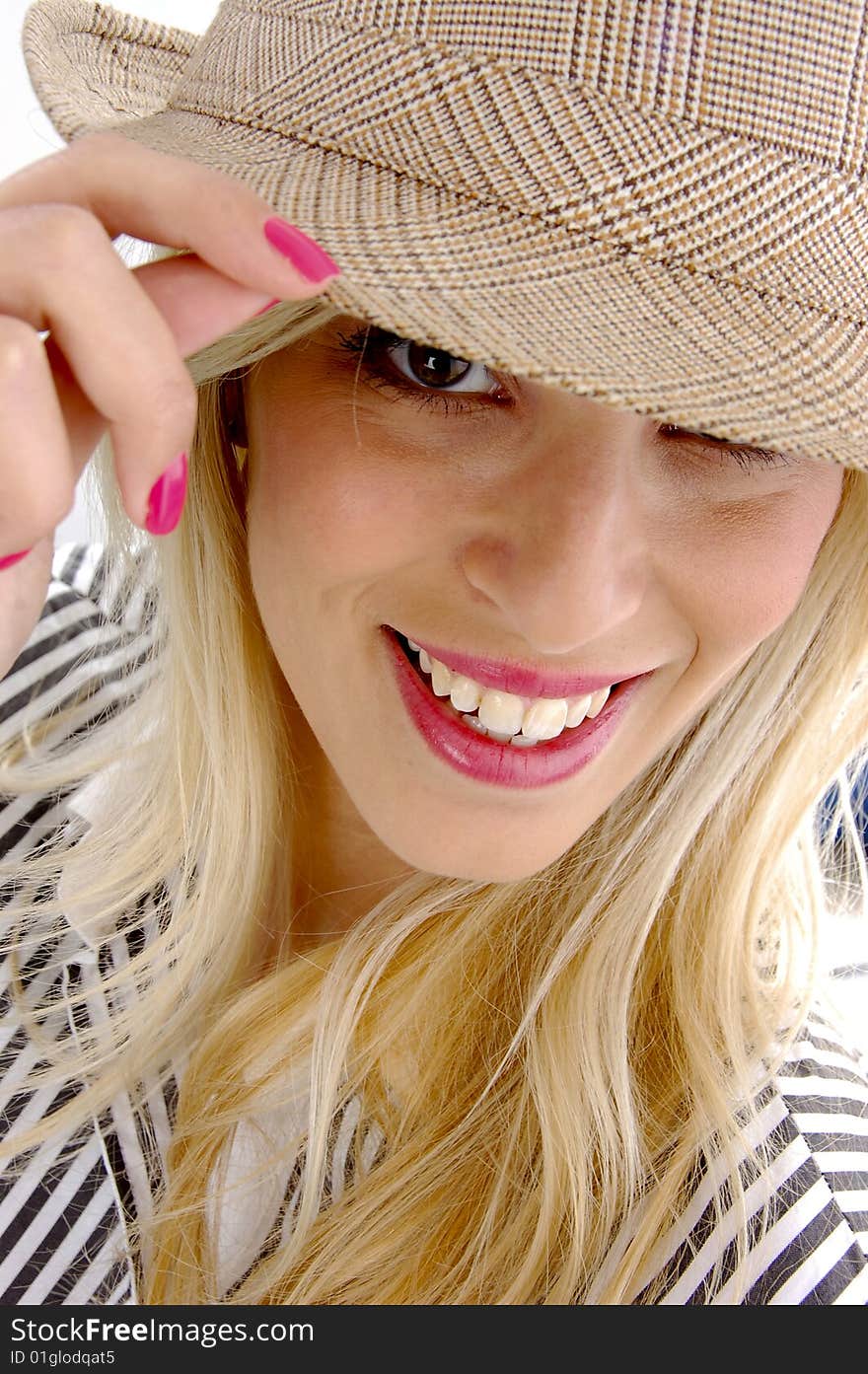 Fashion - close view of woman with hat