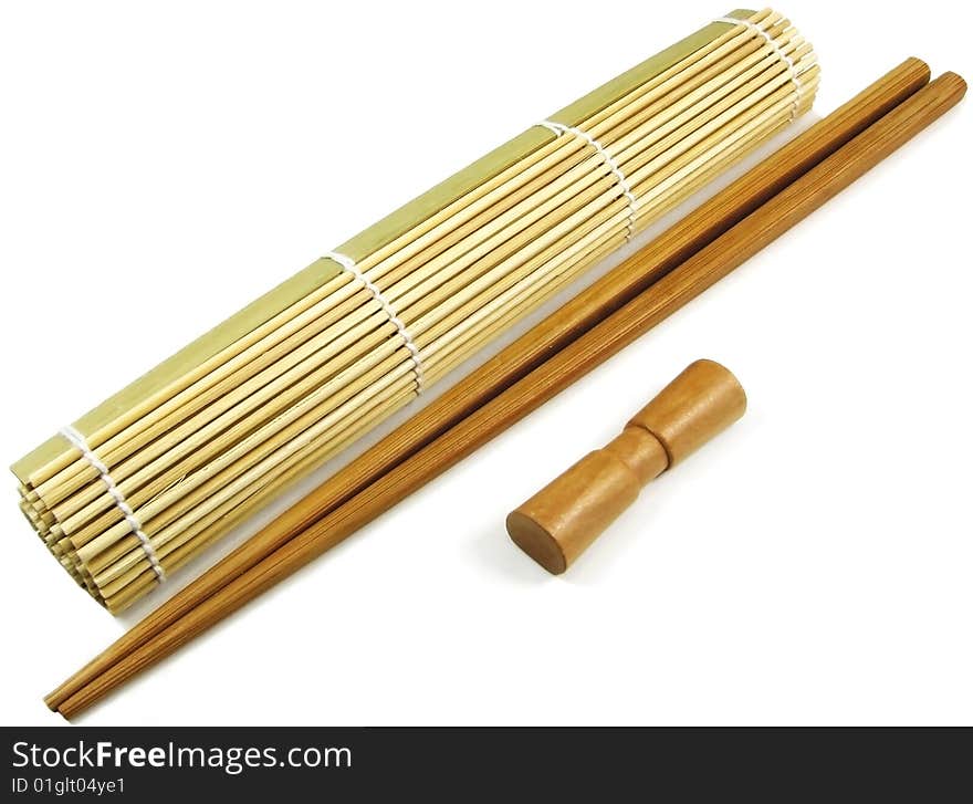 Two chinese sticks with bamboo cloth. Two chinese sticks with bamboo cloth