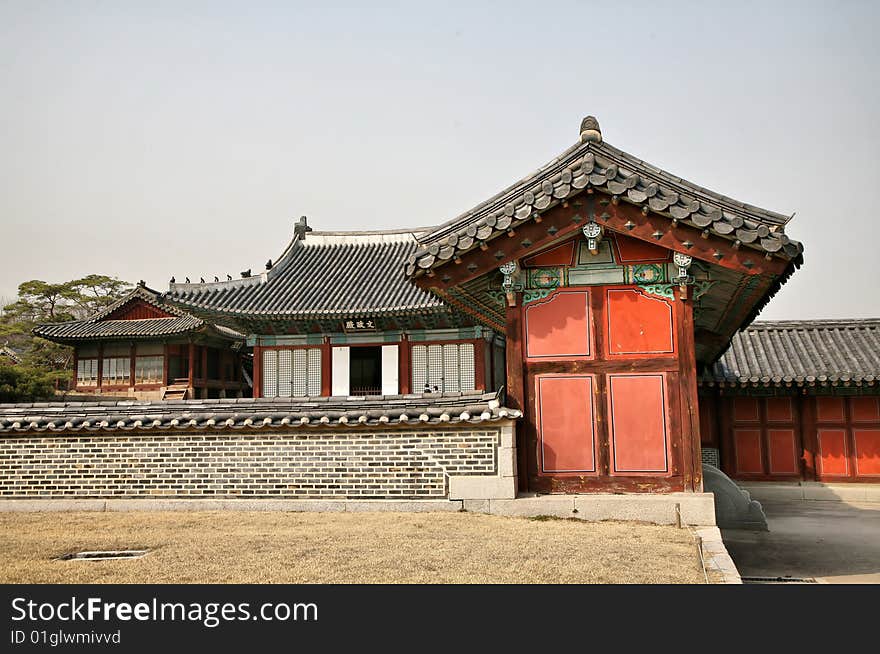 Buddhist Temple in seoul against blue sky