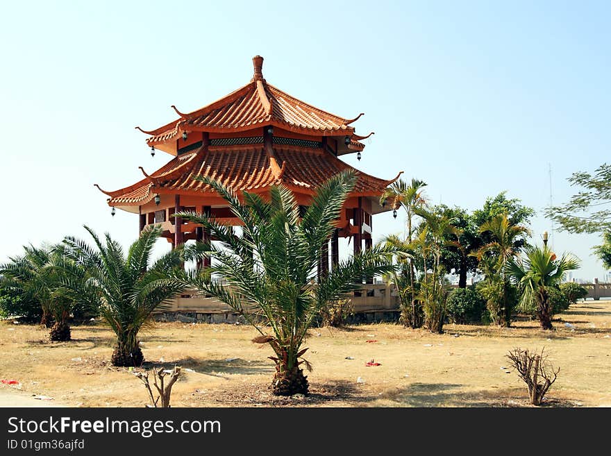 Chinese ancient building in the nice day