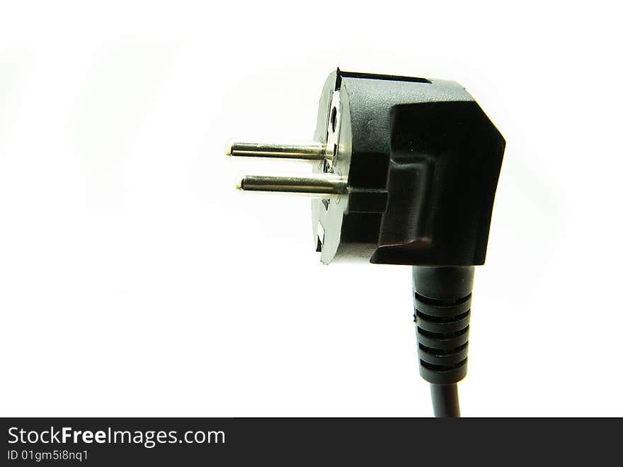 Black power plug isolated on a white