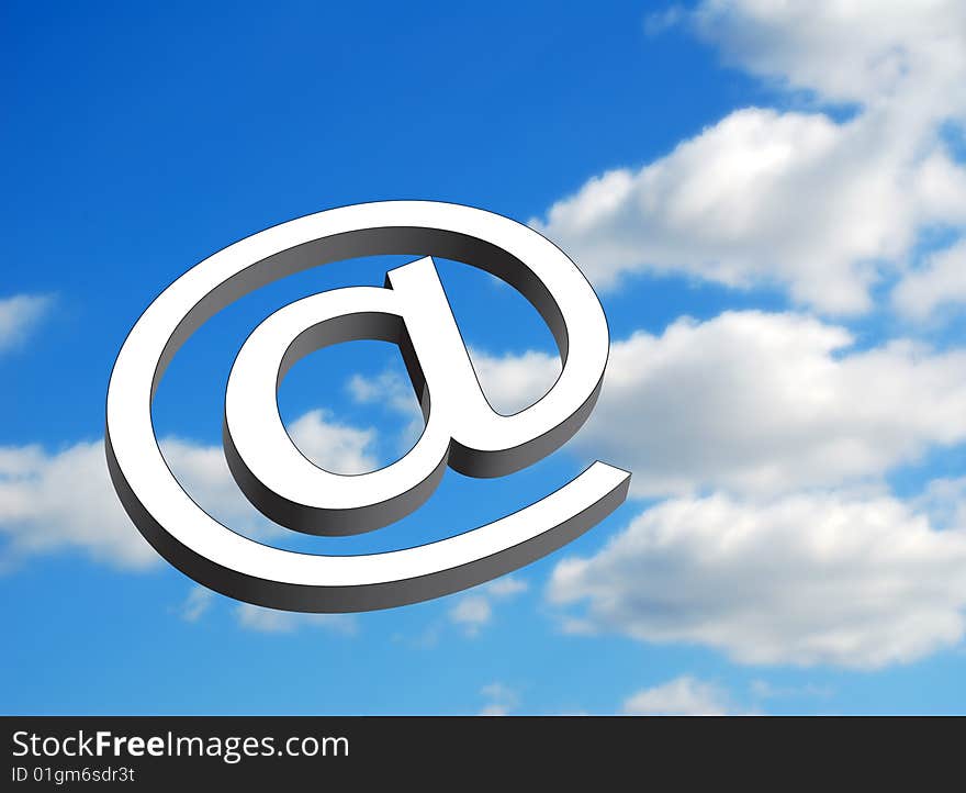 Email symbol overlaid over cloudy blue sky. Email symbol overlaid over cloudy blue sky