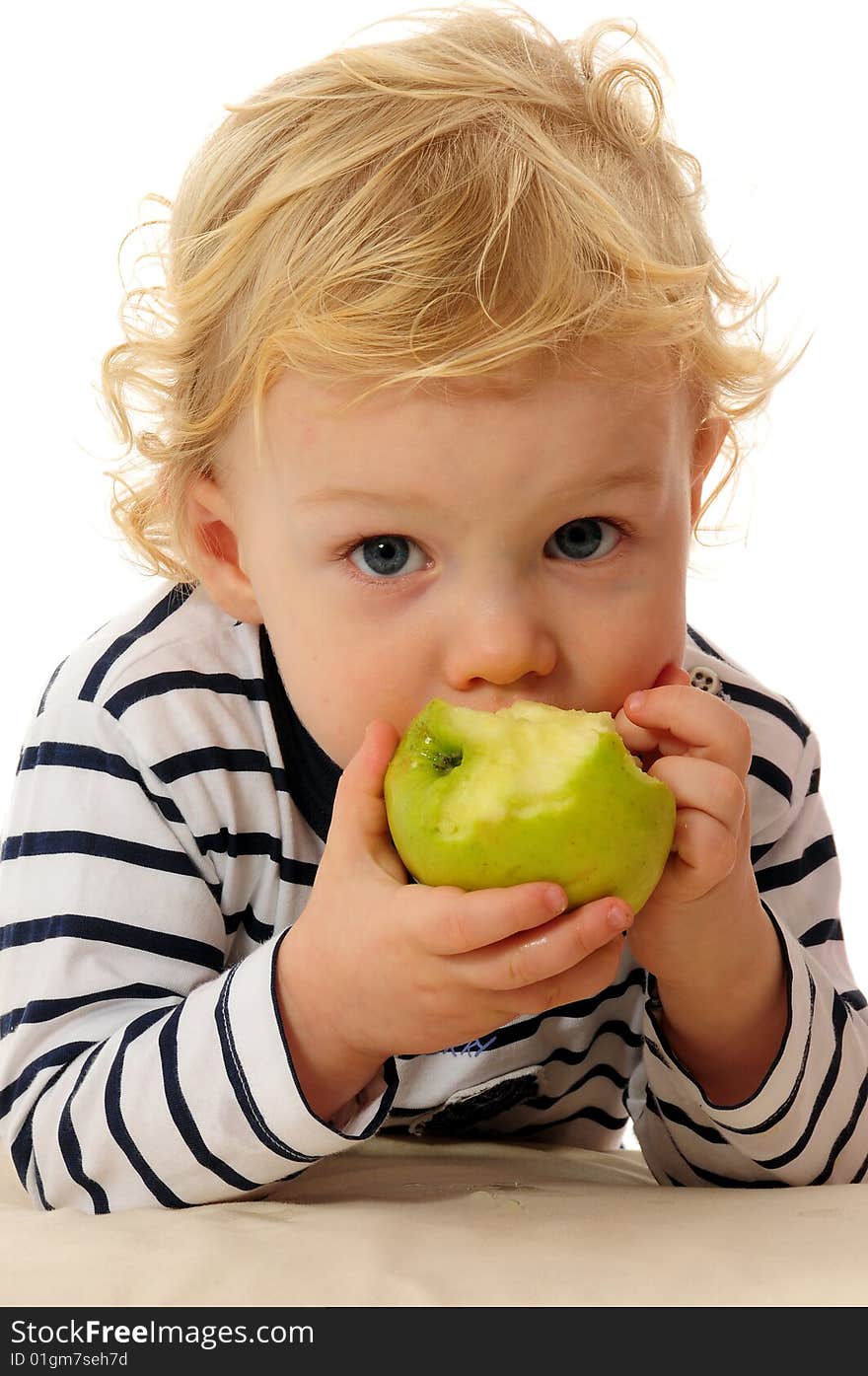 Gorgeous little boy over white