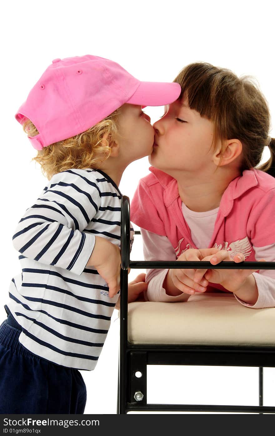 Brother and sister over white background. Brother and sister over white background