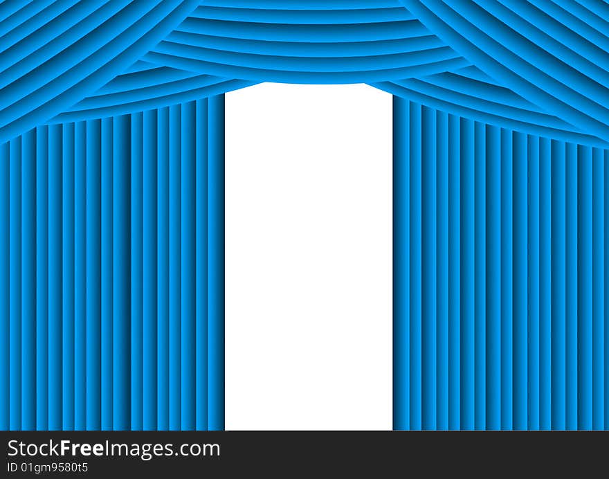 Blue curtain in white background