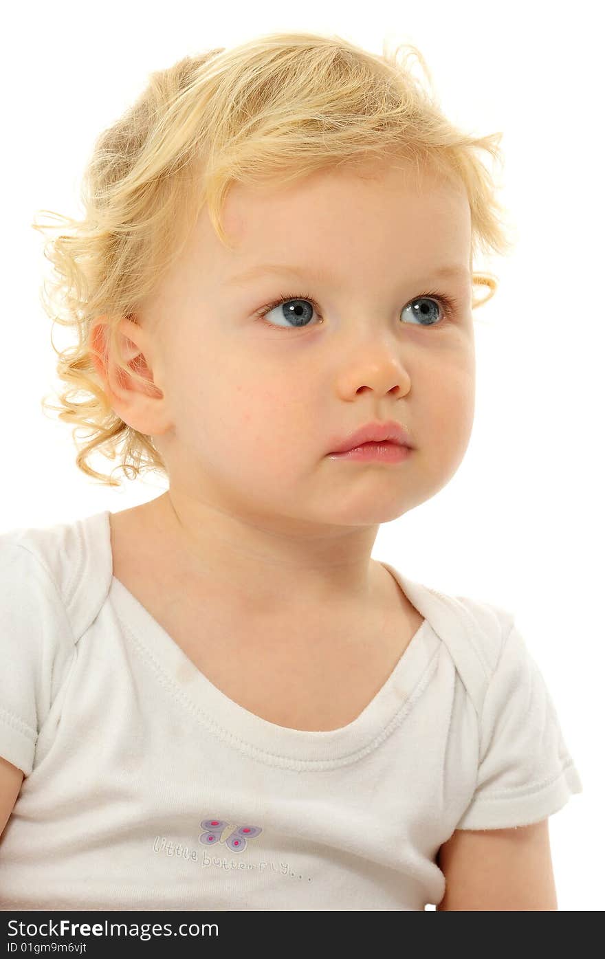 Gorgeous little boy over white