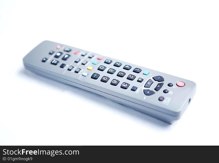 Tv remote control on a white background