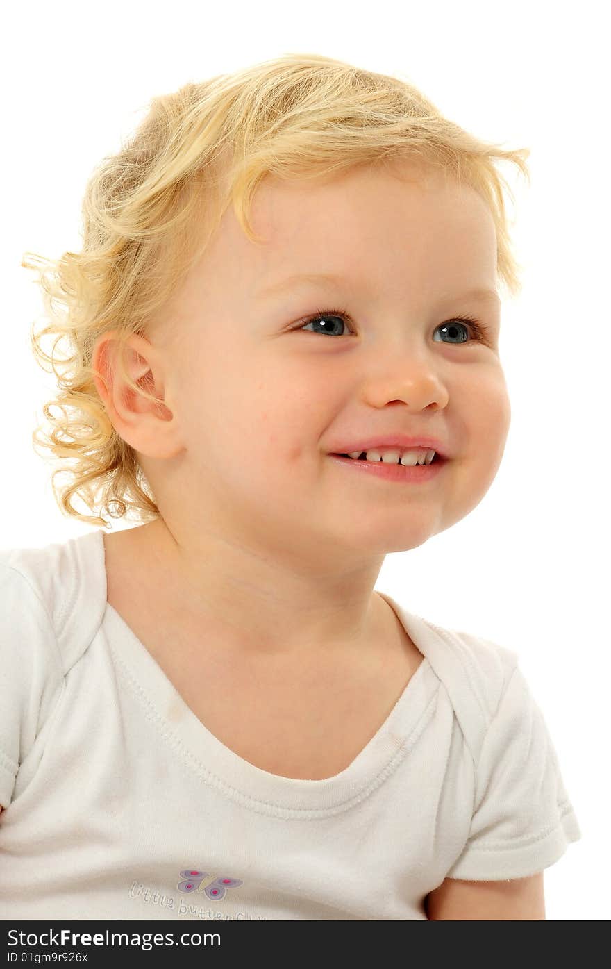 Gorgeous little boy over white