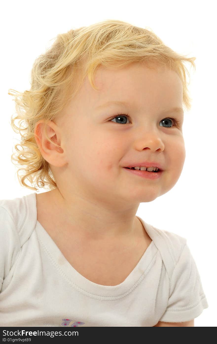 Gorgeous little boy over white