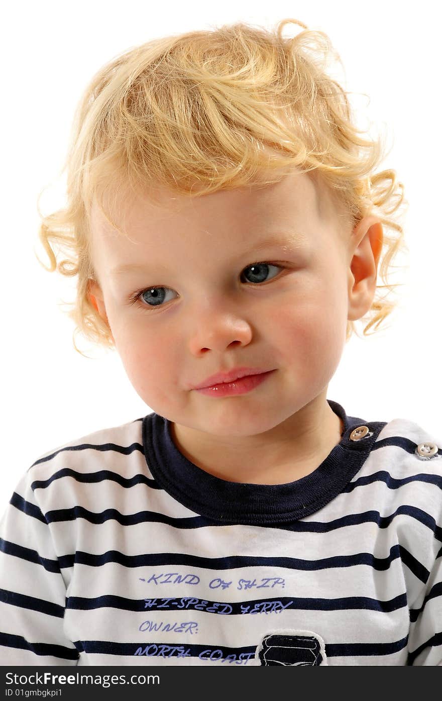 Gorgeous little boy over white