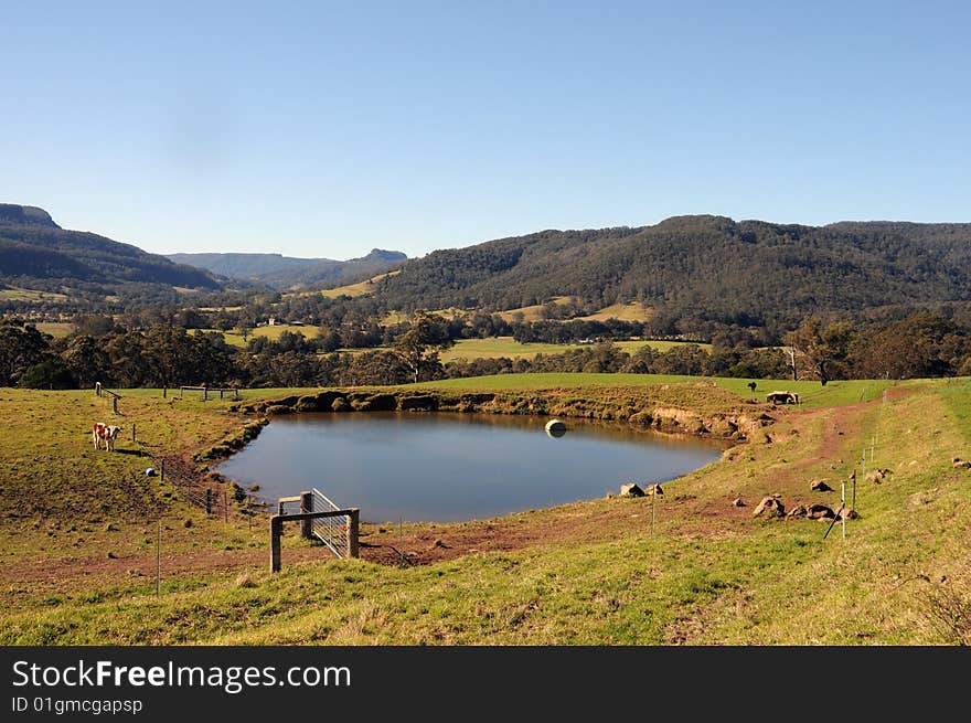 Rural landscape with dam in Kangaroo Valley. Rural landscape with dam in Kangaroo Valley