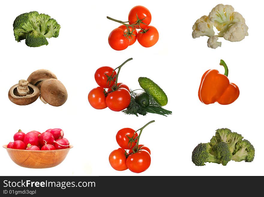 Various vegetables collection isolated on white