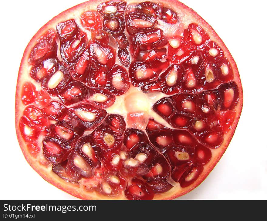 Half cut Pomegranate on white Background