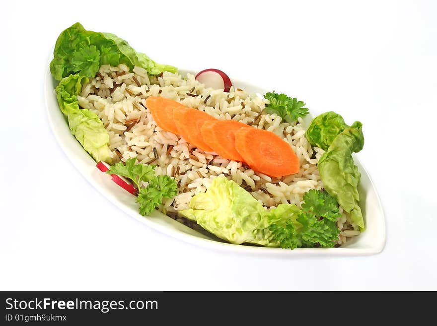 Wild rice in a bowl on bright background