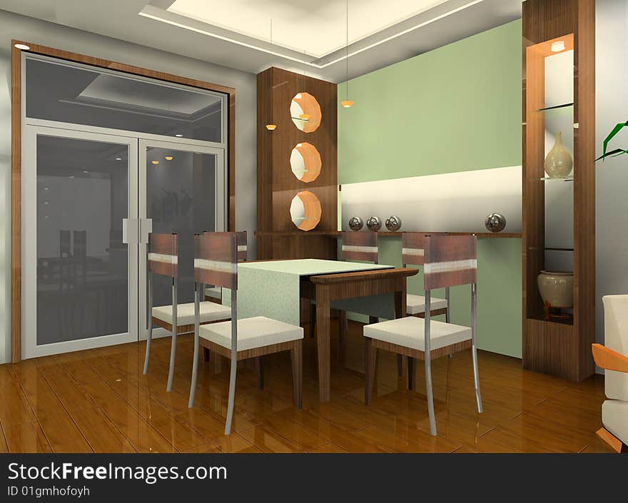 A kind of interior design plan (dining room). A kind of interior design plan (dining room)