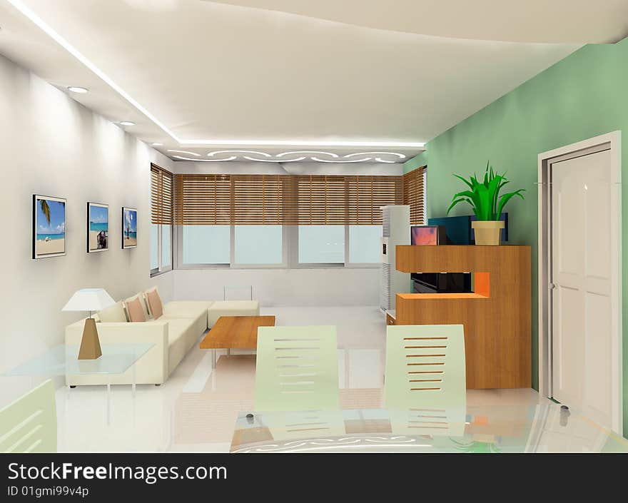 A kind of interior design plan (living room). A kind of interior design plan (living room)