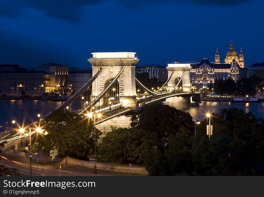 Budapest at night and light