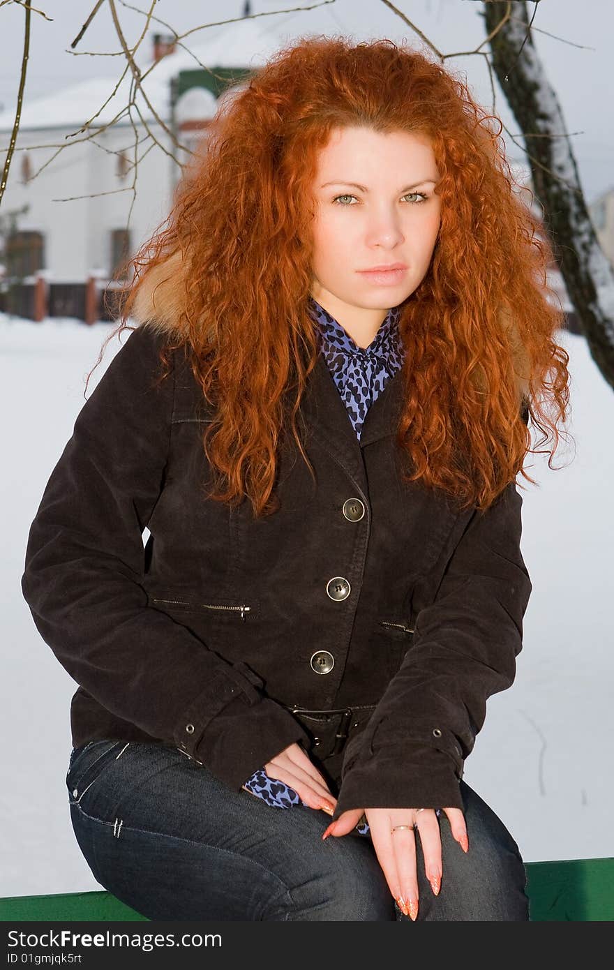 Portrait of the young beautiful woman with red hair. Portrait of the young beautiful woman with red hair