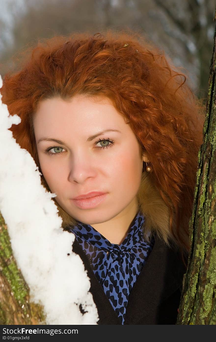 Portrait of the young beautiful woman with red hair. Portrait of the young beautiful woman with red hair