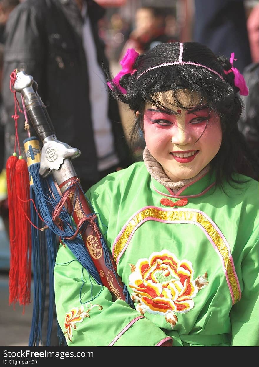 Girls wearing ancient costumes in the streets