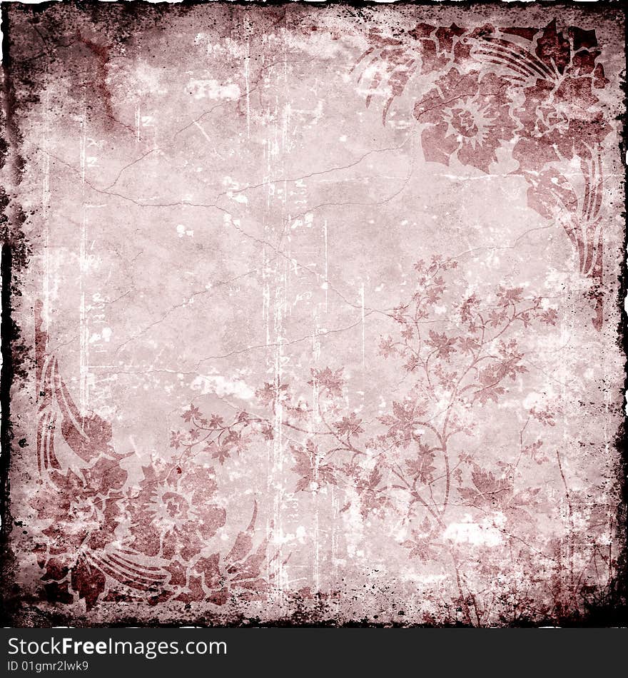 Abstract grunge background with stains, cracks,floral,filigree, texture