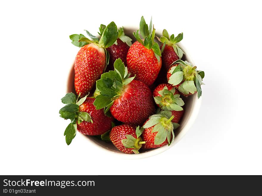 The white piala of strawberries