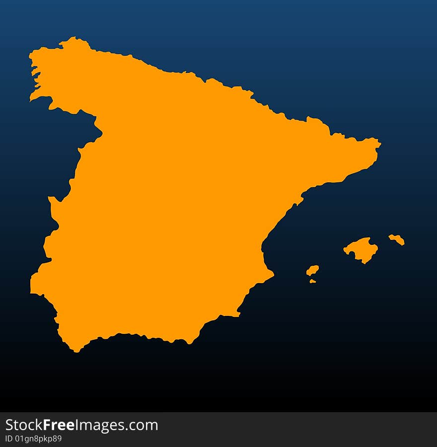 Detailed vector Spain map, with border lines