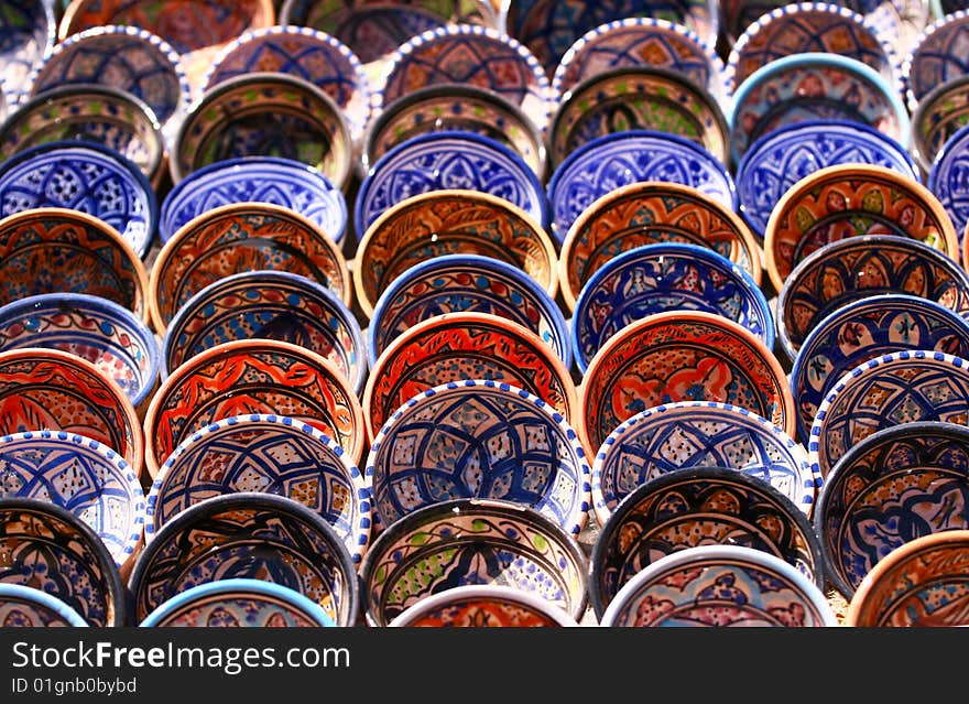 Counter with national Tunisian ceramic ware