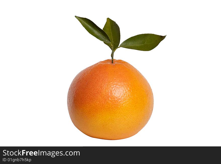 Ripe orange and leaves isolated on a white background. Ripe orange and leaves isolated on a white background.