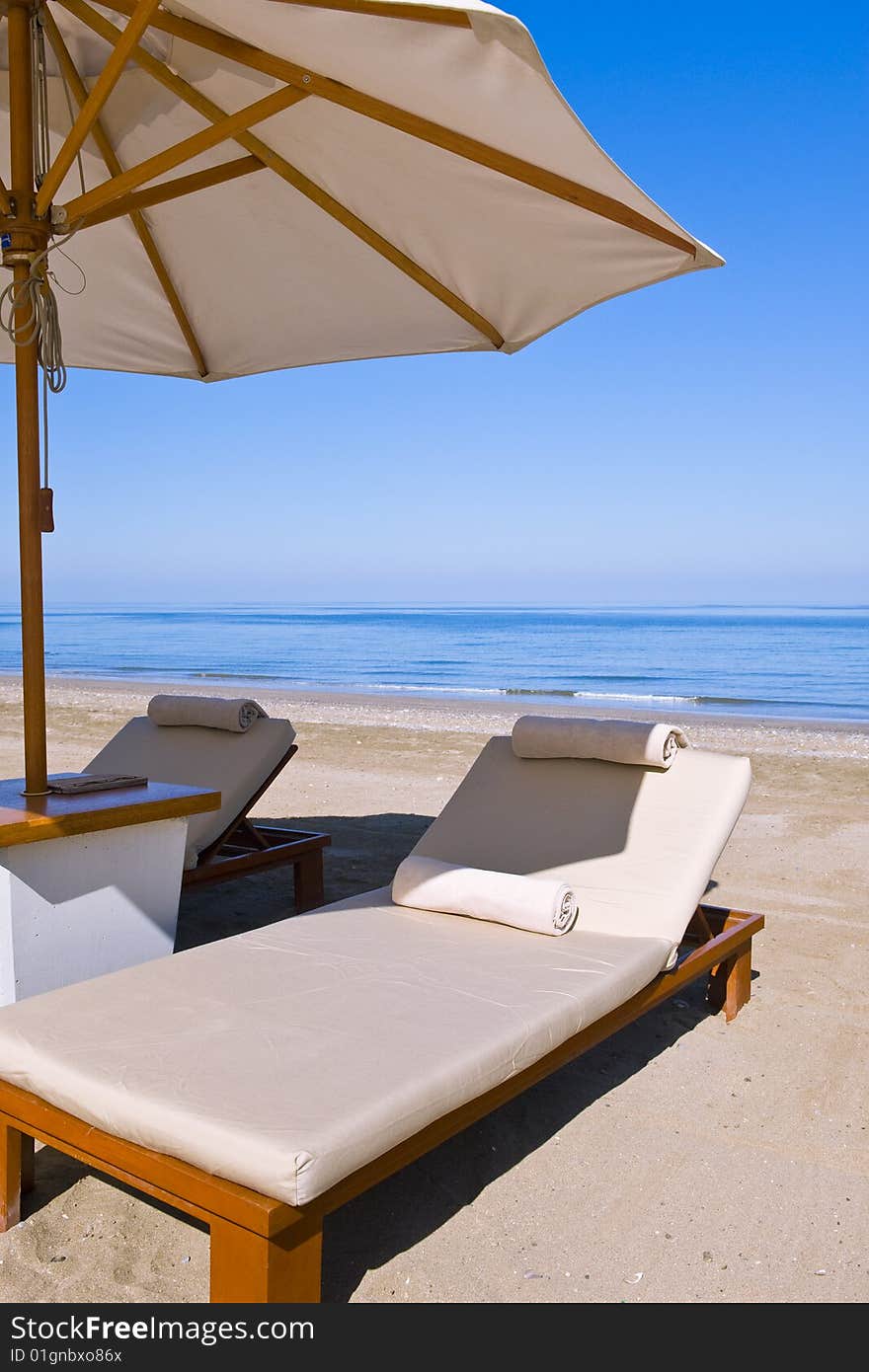 Deck chairs on the beach