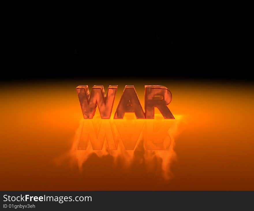 3D generated word WAR with shadow and flame