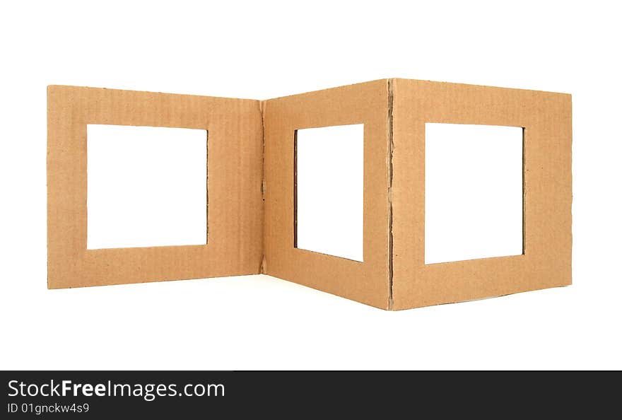 Cardboard frame with copy space, isolated on white.