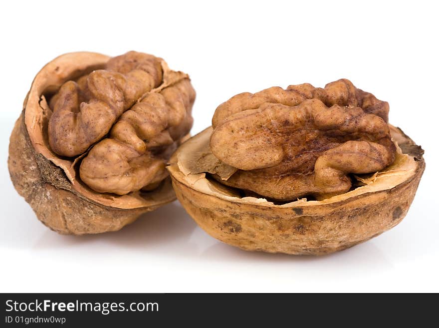 Walnuts isolated on a white background. Walnuts isolated on a white background