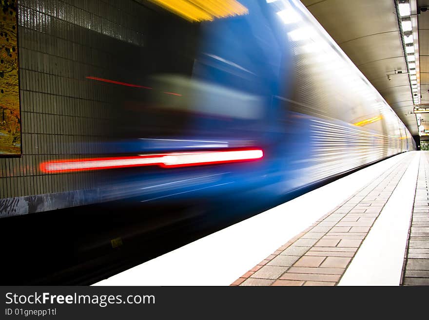 Fast train passing by. motion blur. Fast train passing by. motion blur