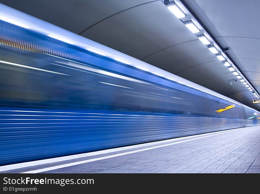 Fast train passing by. motion blur. Fast train passing by. motion blur