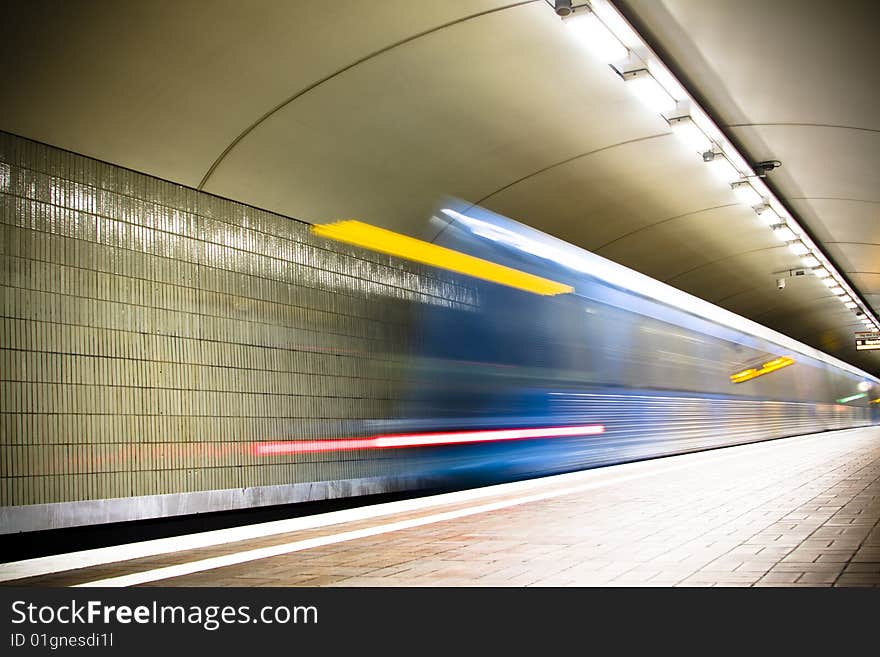 Fast train passing by. motion blur. Fast train passing by. motion blur